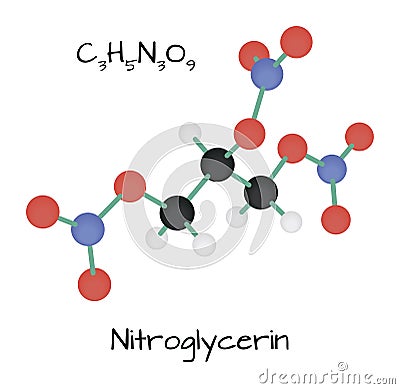 Molecule Nitroglycerin C3H5N3O9 Vector Illustration