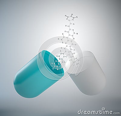 Molecule in a pill Stock Photo