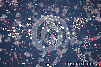 Molecule of Quinine. Molecular model, conceptual 3d rendering Stock Photo