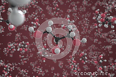 Glycerol molecule made with balls, scientific molecular model. Chemical 3d rendering Stock Photo