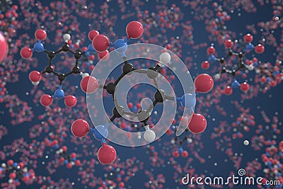 Molecule of picric acid, ball-and-stick molecular model. Scientific 3d rendering Stock Photo