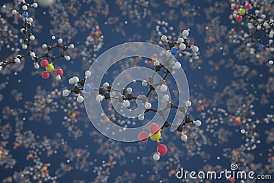Xylene cyanol molecule made with balls, scientific molecular model. Chemical 3d rendering Stock Photo