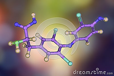 Molecule of triiodothyronine, a thyroid hormone Cartoon Illustration