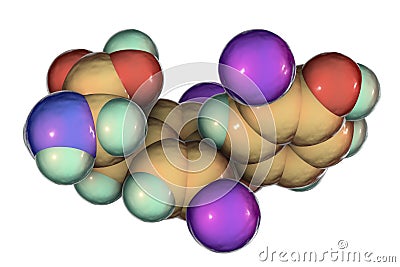 Molecule of triiodothyronine, a thyroid hormone Cartoon Illustration