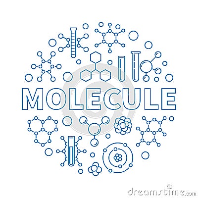 Molecule vector outline blue round illustration Vector Illustration