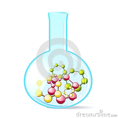 Molecules in flask Vector Illustration