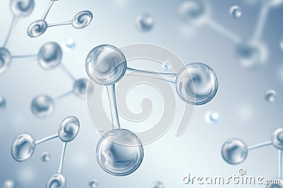 Molecules in water, Science background Cartoon Illustration