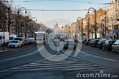Molenbeek, Brussels Capital Region, Belgium - The Leopold II Boulevard, a busy ringroad with the city in the background Editorial Stock Photo