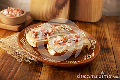 Molletes Mexico food recipe Stock Photo