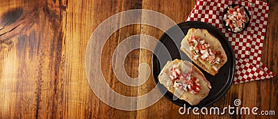 Molletes panoramic table top view Stock Photo