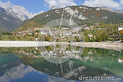 Molveno Lake panorama Stock Photo