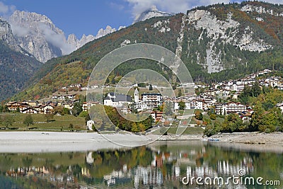 Molveno Lake panorama Editorial Stock Photo