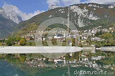 Molveno Lake panorama Stock Photo