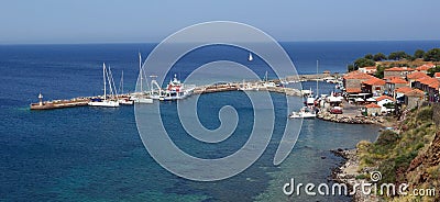 Molyvos harbour Editorial Stock Photo