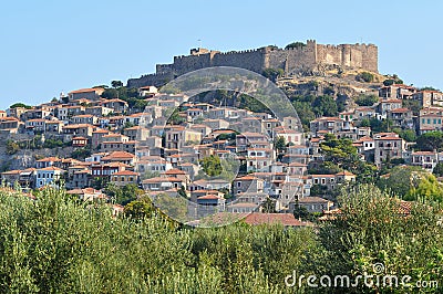 Molyvos-Mithymna town,island Lesbos,Greece Stock Photo