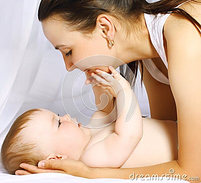 Mom and baby bedtime Stock Photo