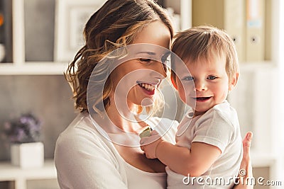 Mom and baby boy Stock Photo