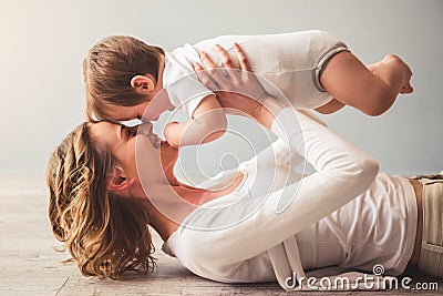 Mom and baby boy Stock Photo