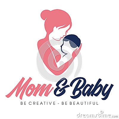 Mom and baby Logo Design Vector Illustration