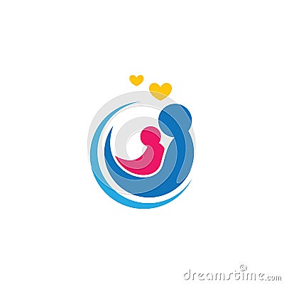 Mom and baby logo vector icon illustration Vector Illustration