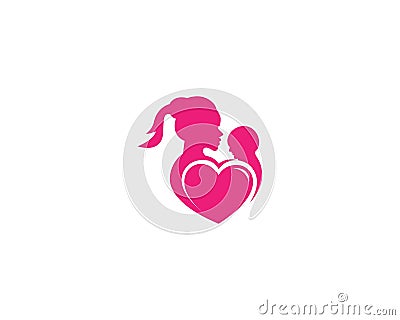 Mom And Baby Love Symbol Logo. Vector Illustration