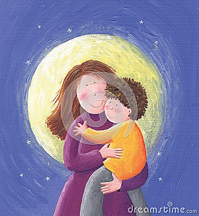 Mom and child Cartoon Illustration
