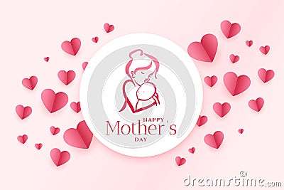 Mom and child love relation mother`s day greeting Vector Illustration