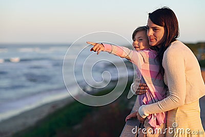 Mom daughter beach Stock Photo