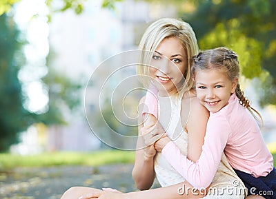 Mom and daughter. Embrace. Love Stock Photo