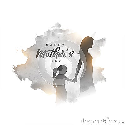 mom and daughter love background in watercolor style Vector Illustration