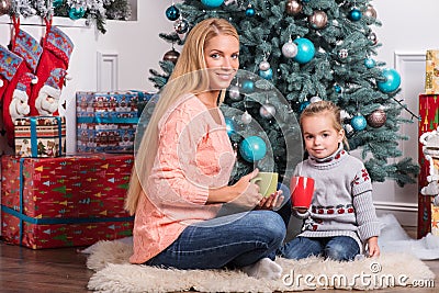 Mom and daughter preparing for Christmas Stock Photo