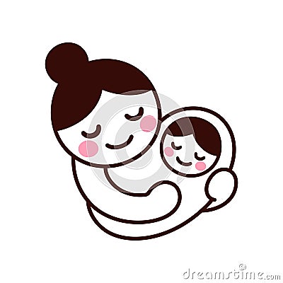 Mom holding baby Vector Illustration