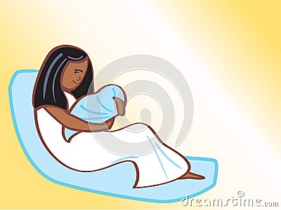 Mom and Newborn Baby Vector Illustration