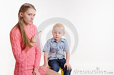 Mom scolds boy Stock Photo