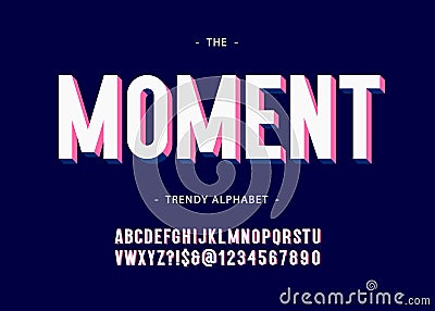 Moment alphabet 3d bold typography sans serif colorful style Vector Illustration