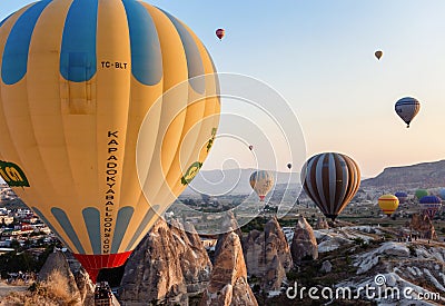 Moment of balloons landing Editorial Stock Photo