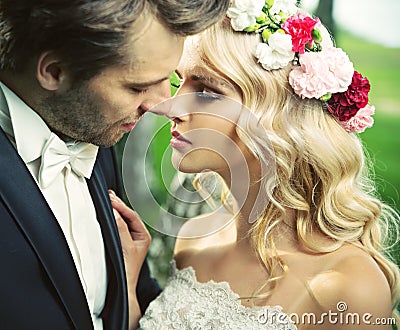 The moment after romantic kiss Stock Photo