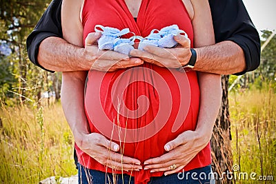 Mommy, Daddy & Twins Stock Photo