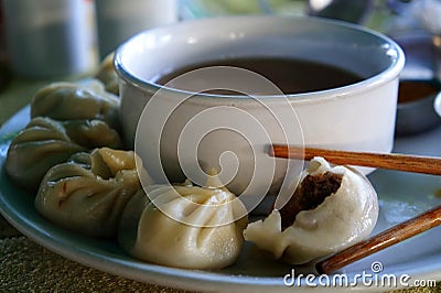 Mutton Momo Soup Stock Photo
