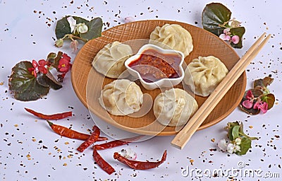Momos Traditional Food of Nepal. Stock Photo
