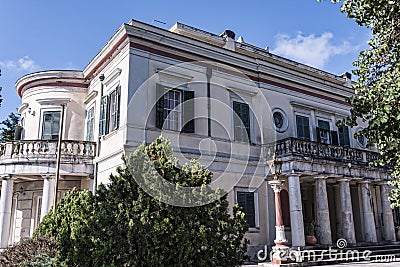 Mon Repos palace which was built in 1924 by High Commissioner Frederick Adam and became later property of the Greek royal family Editorial Stock Photo