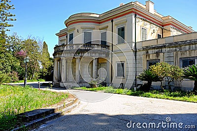 The Mon Repos Palace wit its park in Corfu town, Greece Stock Photo