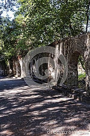 Arches in the Grounds of the Mon Repose Palace in Corfu Greece Editorial Stock Photo