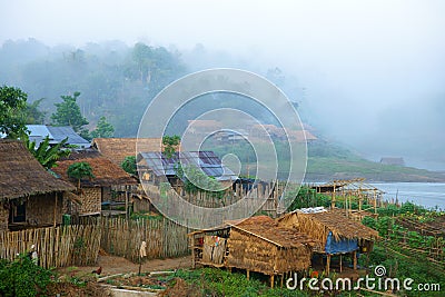 Mon village, bathing in fog. Stock Photo