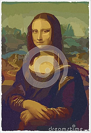 Mona Lisa - La Jaconde Leonardo Da Vinci. Digital Effect Vector Vector Illustration