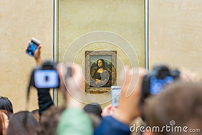 Mona Lisa in the Louvre Museum Editorial Stock Photo