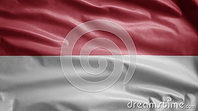 Monacan flag waving in the wind. Monaco banner blowing soft silk Stock Photo