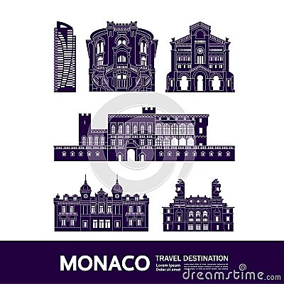 Monaco travel destination grand vector illustration. Vector Illustration
