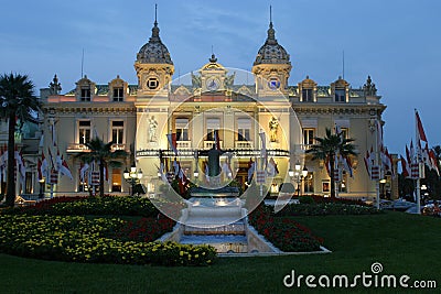 Monaco Casino by Night Stock Photo