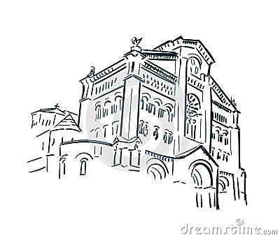 Monaco church sketch city line art Stock Photo